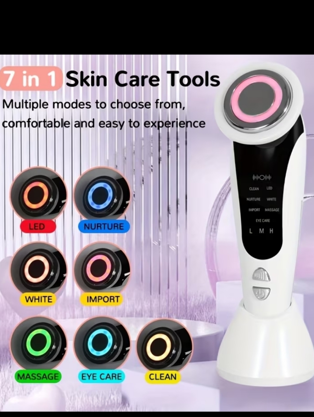 4-in-1 Pink Household Induction Facial & Neck Massager W/ LED, USB Powered. - Picture 4 of 5
